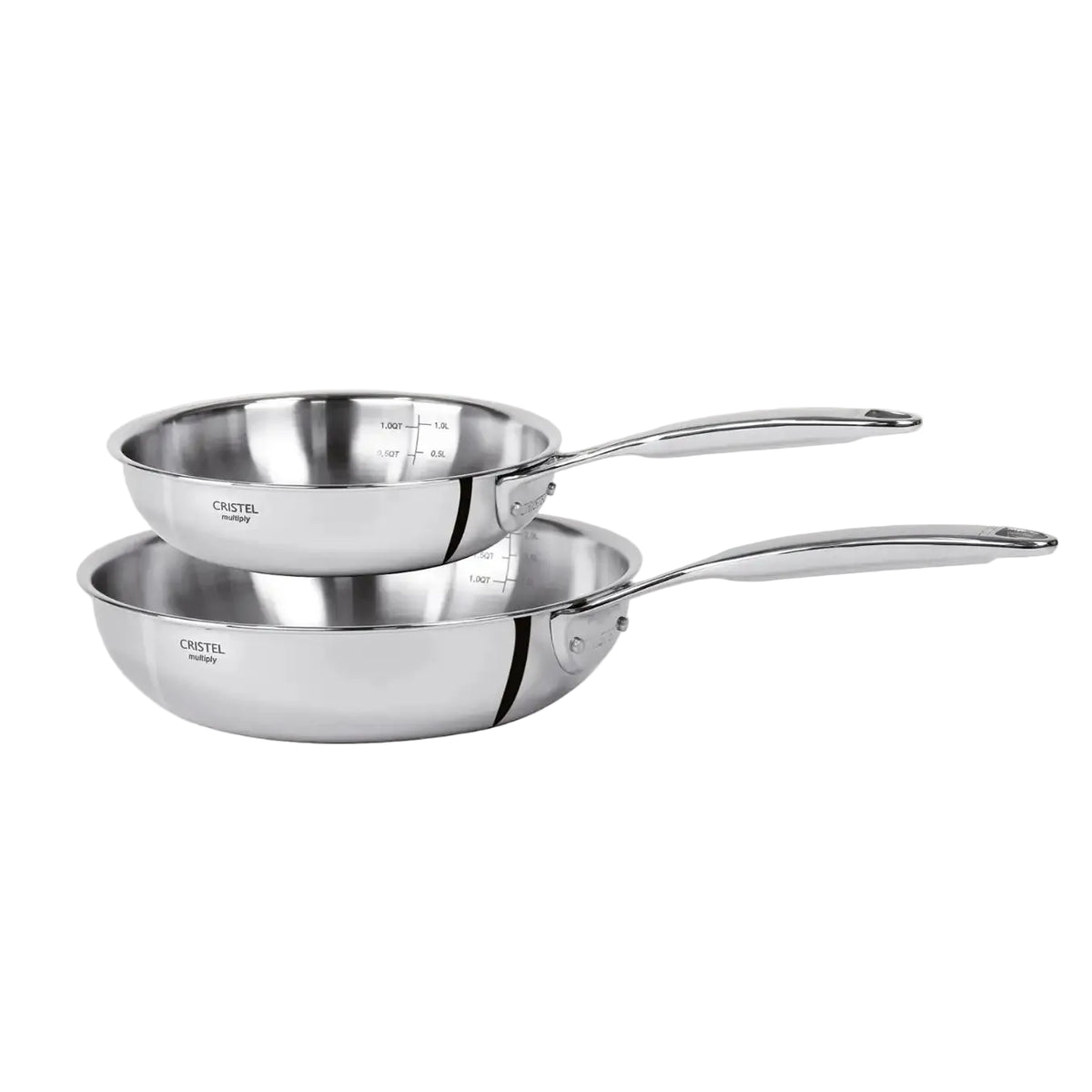 Castel'Pro Ultraply Stainless Steel Deep Frying Pans by Cristel — Set of 2
