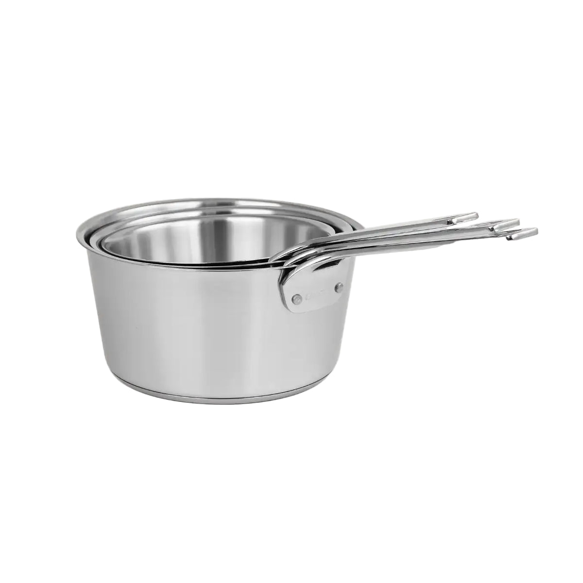 1826 Stainless Steel Saucepans with Glass Lids by Cristel — Set of 3