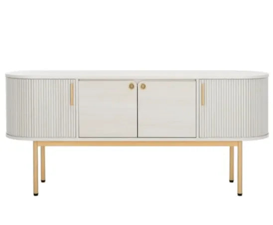 Shaelynn Wood Sideboard in Bleached White with Sliding Cabinets - The Mayfair Hall
