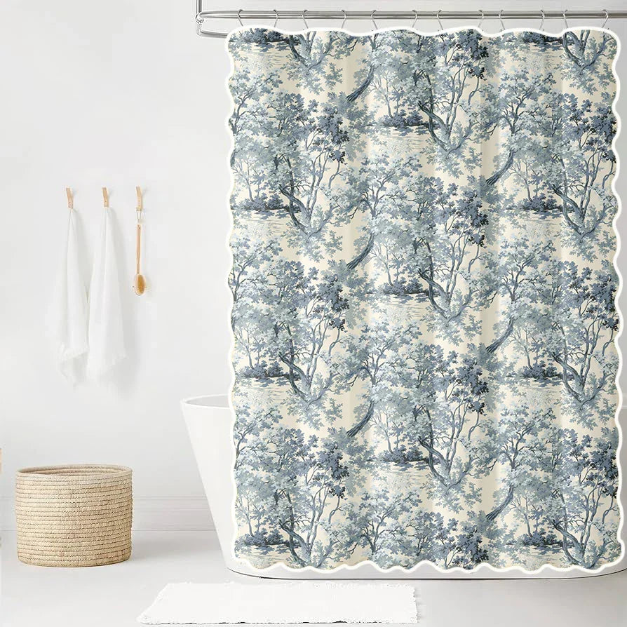 Ginger in Slate Scalloped Edge Shower Curtain - The Mayfair Hall