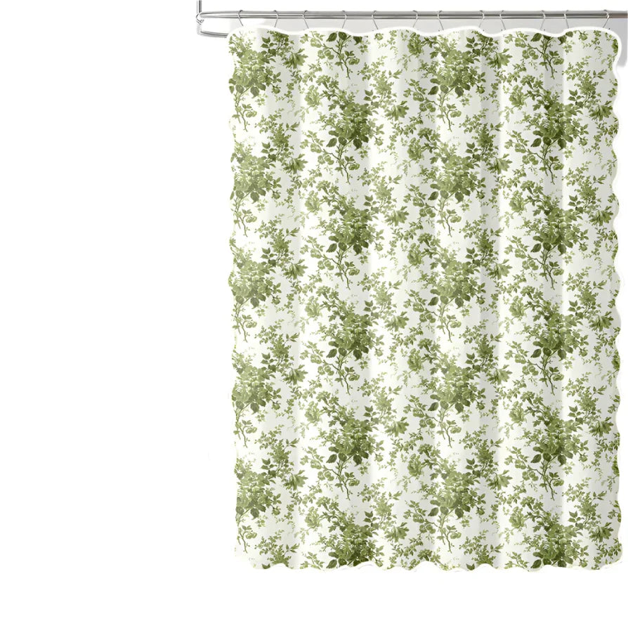 Keaton in Eloise Scalloped Edge Shower Curtain - The Mayfair Hall