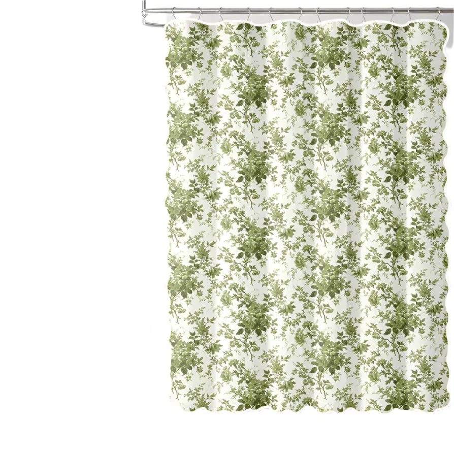 Keaton in Eloise Scalloped Edge Shower Curtain - The Mayfair Hall