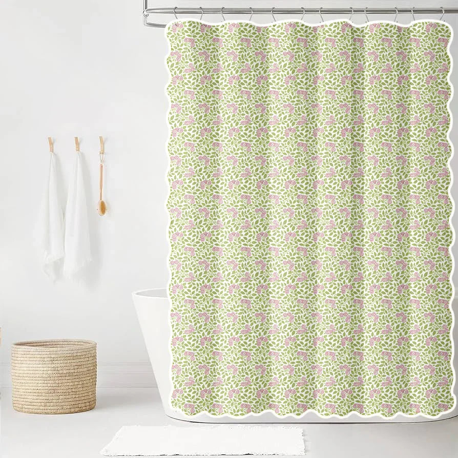 Maggie in Ballet & Eloise Scalloped Edge Shower Curtain - The Mayfair Hall