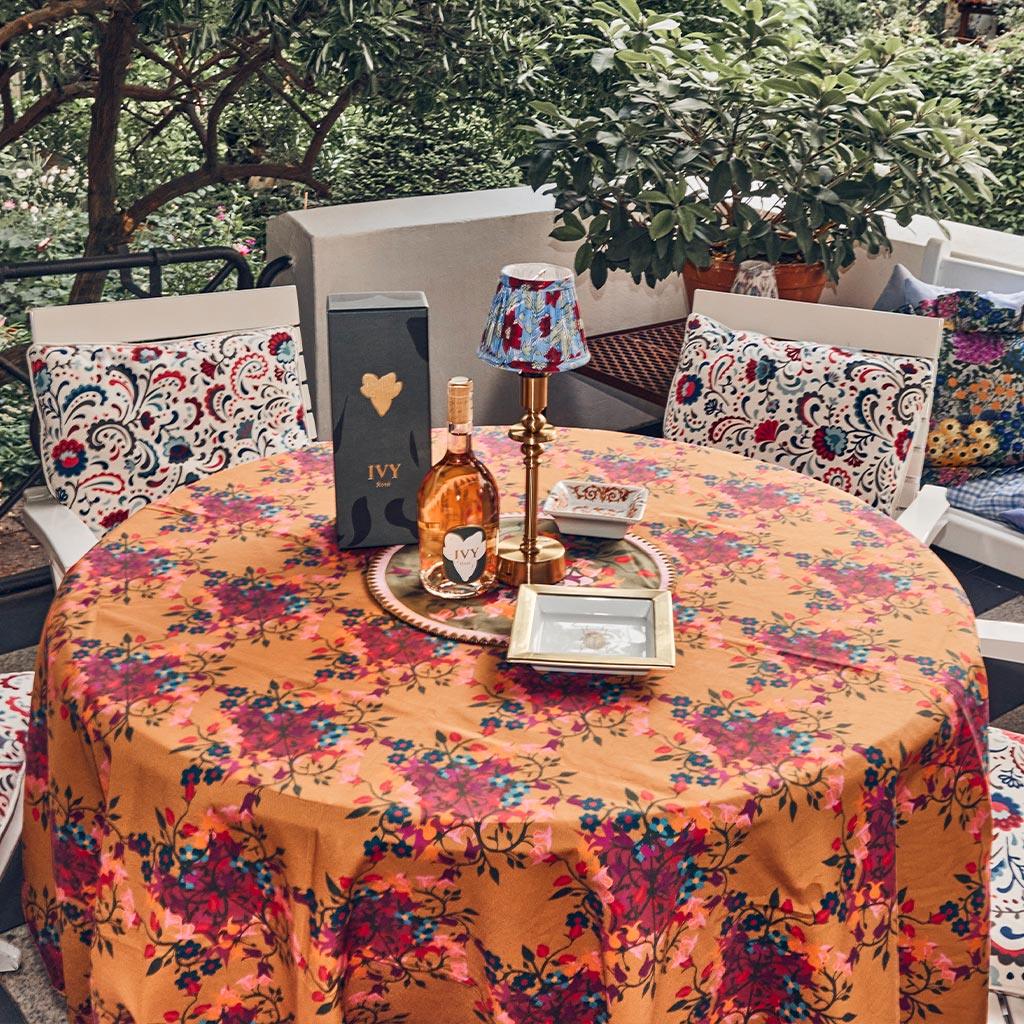 Tablecloth in Orange with Blumen Print