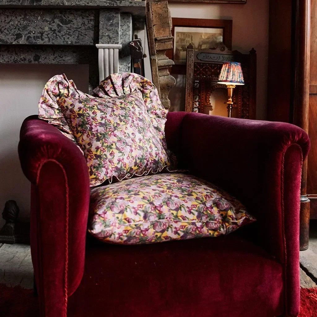 Ruffled Pillow Cover Romance is Dead Yellow - The Mayfair Hall