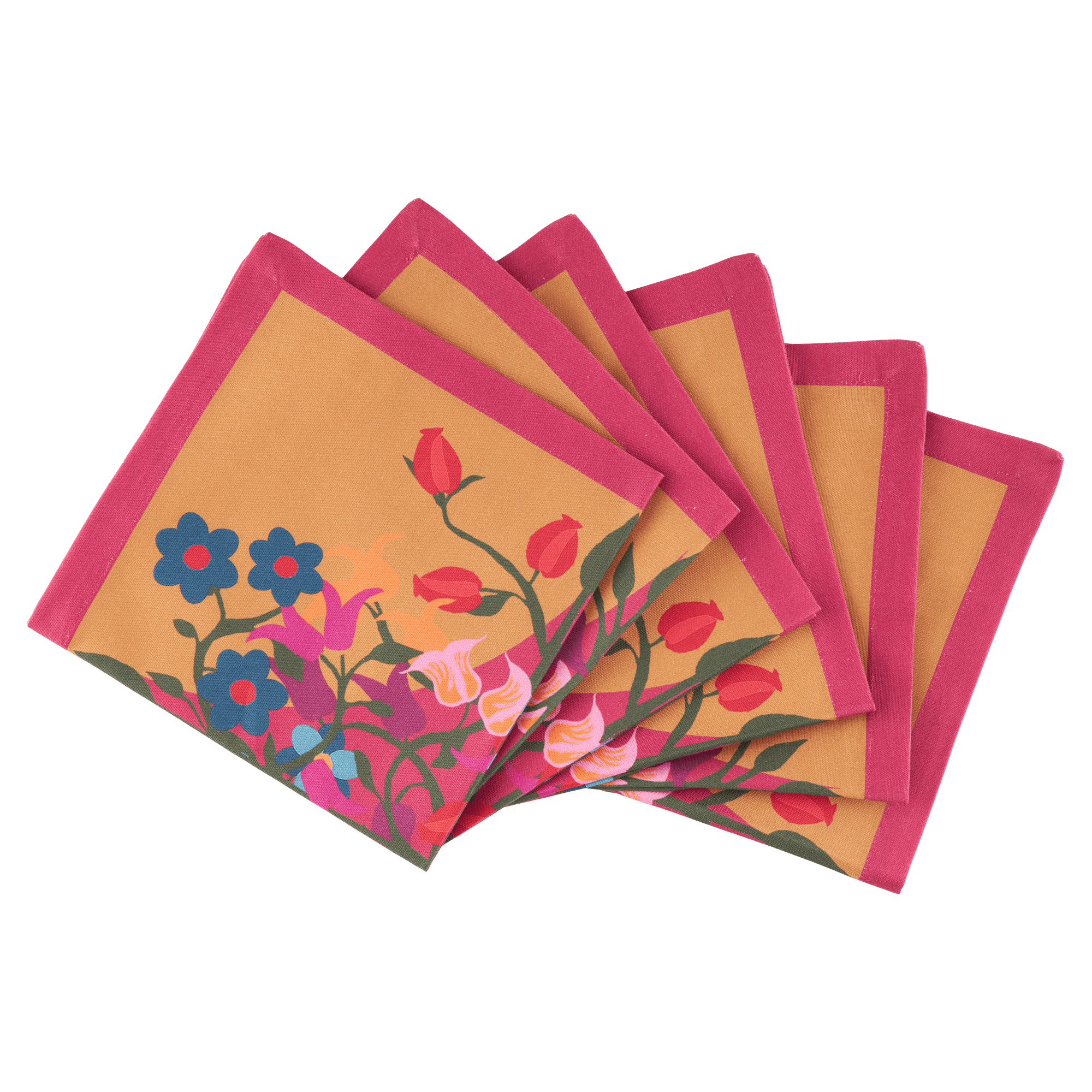 Napkin in Orange with Blumen Print (Set of 6)