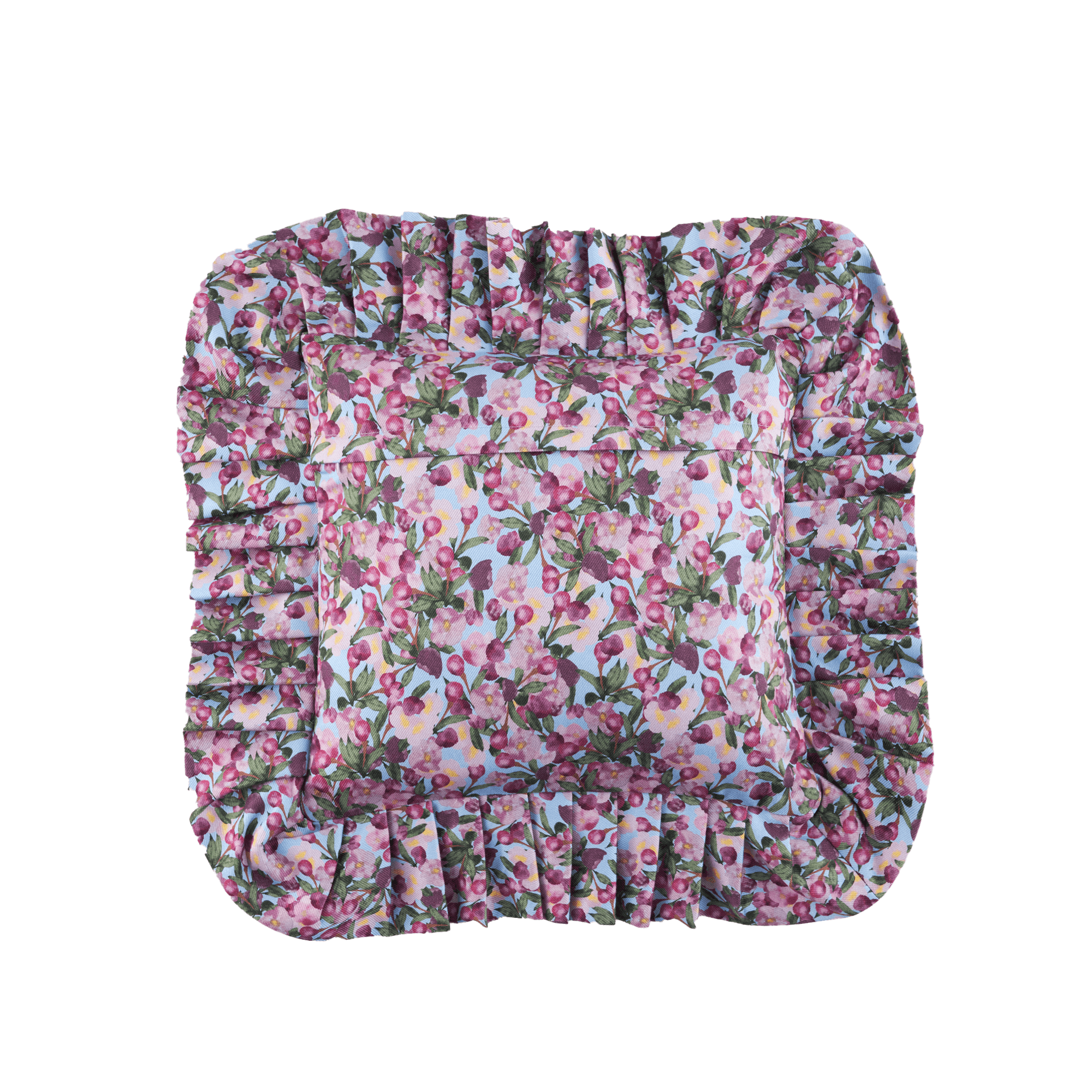 Ruffled Pillow Cover Romance is Dead Blue