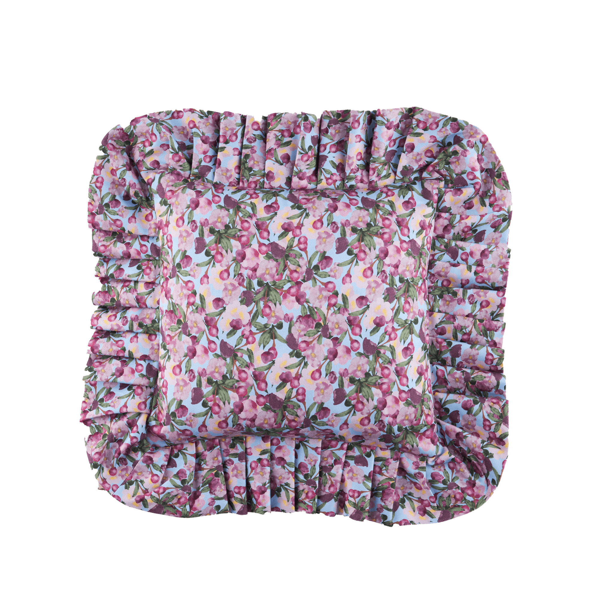 Ruffled Pillow Cover Romance is Dead Blue