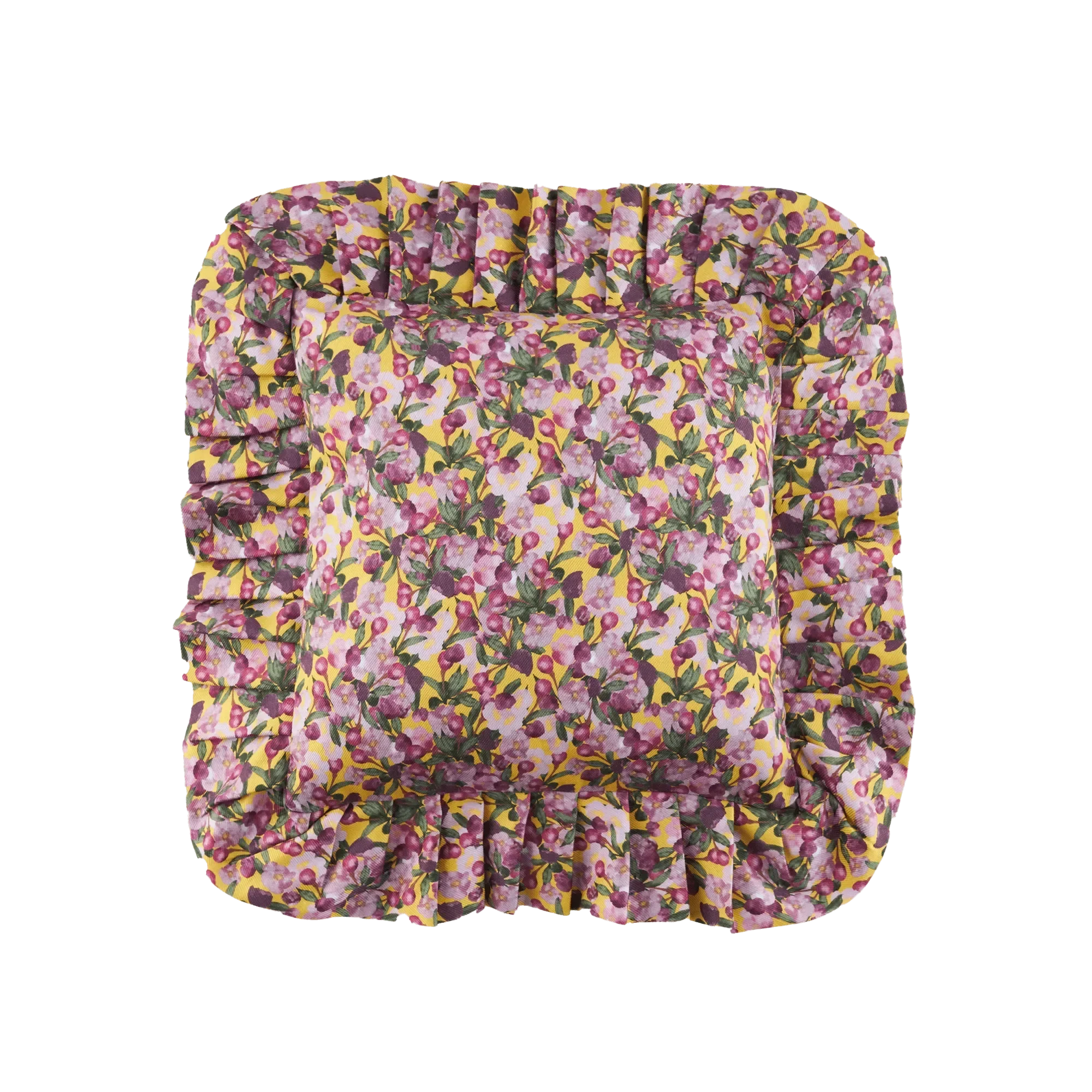 Ruffled Pillow Cover Romance is Dead Yellow - The Mayfair Hall