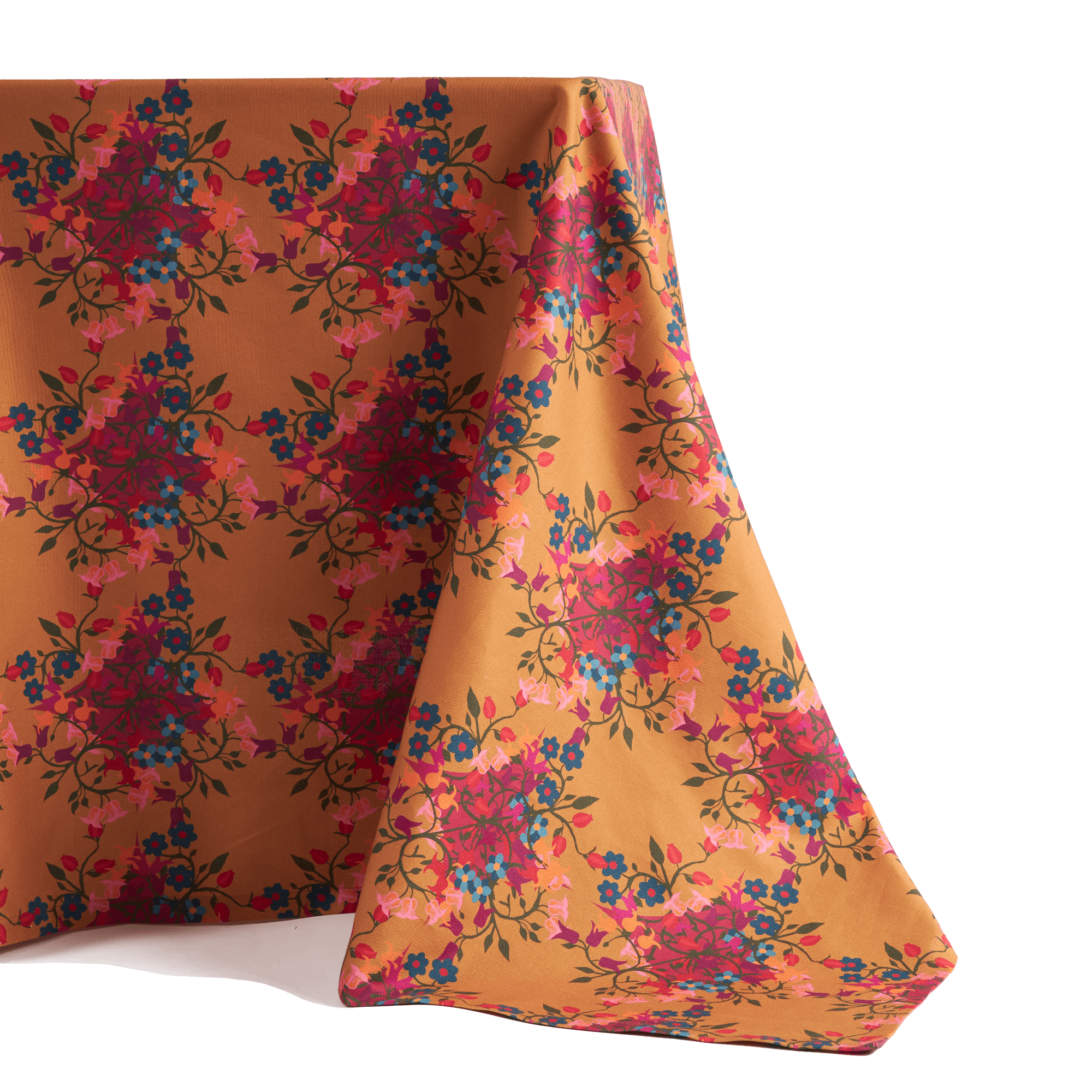 Tablecloth in Orange with Blumen Print