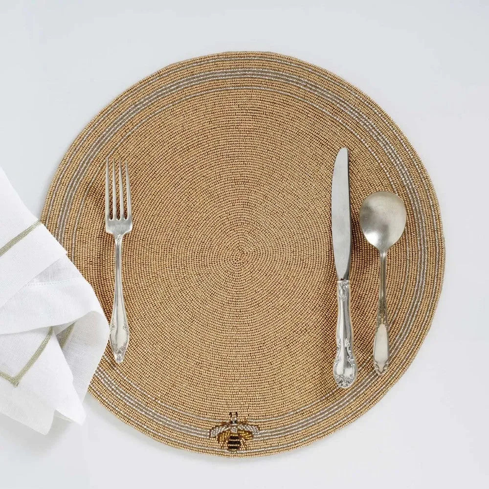 Stripey bee hand beaded placemat - The Mayfair Hall
