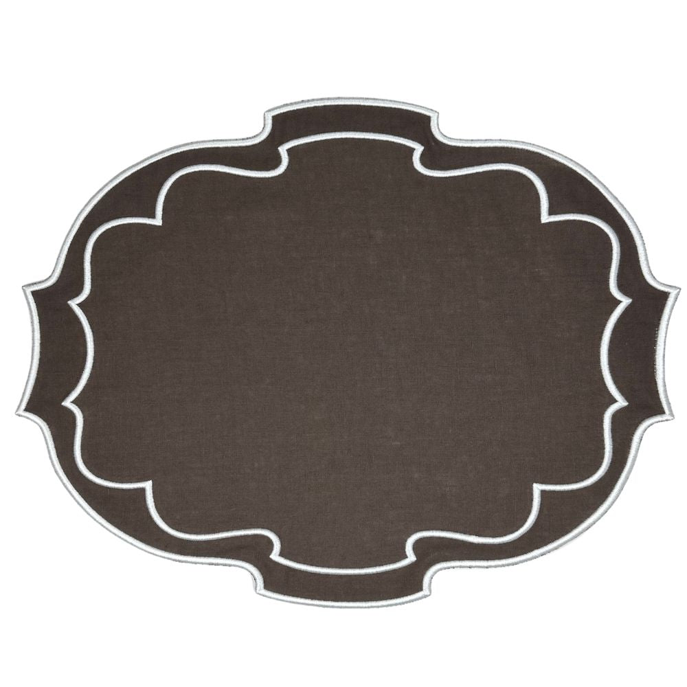100% Linen - Studio Collection: Belle Placemat - Cocoa (Set of 4)