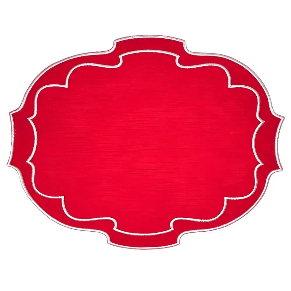 Studio Collection Belle Linen Placemat in Red (Set of 4) - The Mayfair Hall
