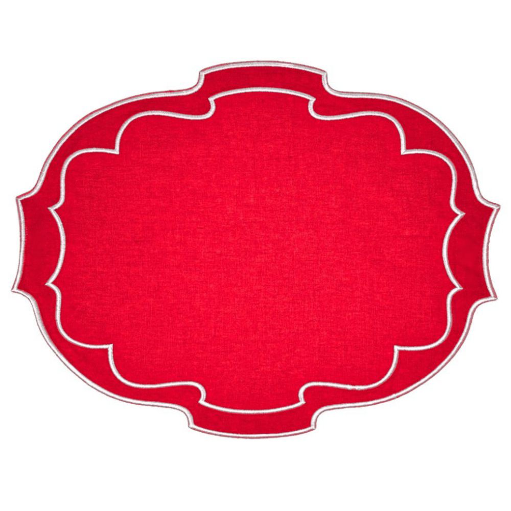 100% Linen - Studio Collection: Belle Placemat - Red (Set of 4)