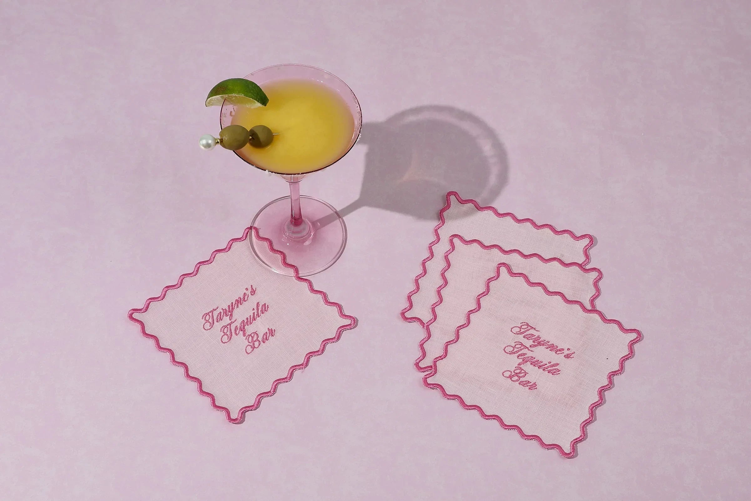 The Vivienne Square Cocktail Napkins -Blush - The Mayfair Hall