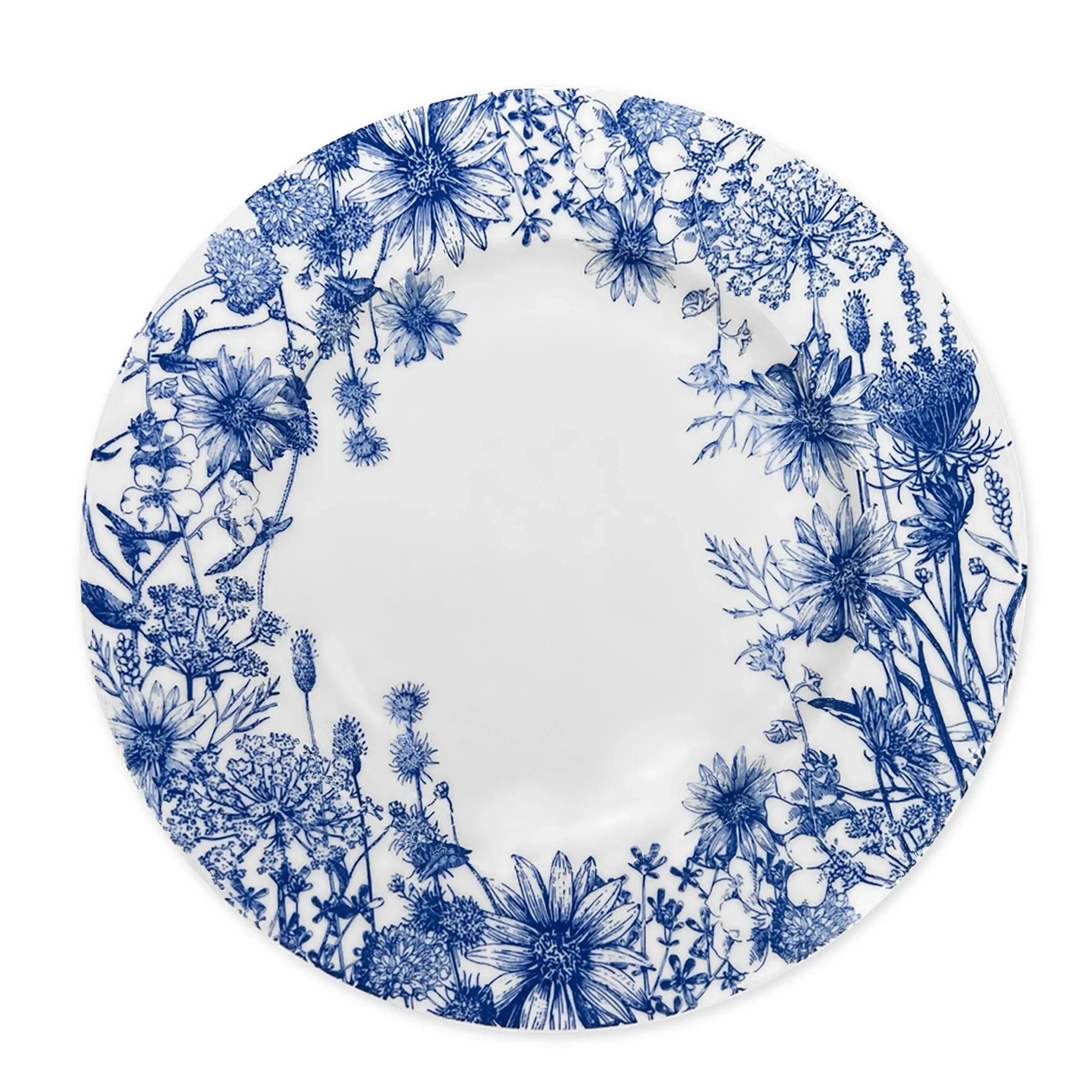 Summer Blues Rimmed Porcelain Dinner Plate - The Mayfair Hall
