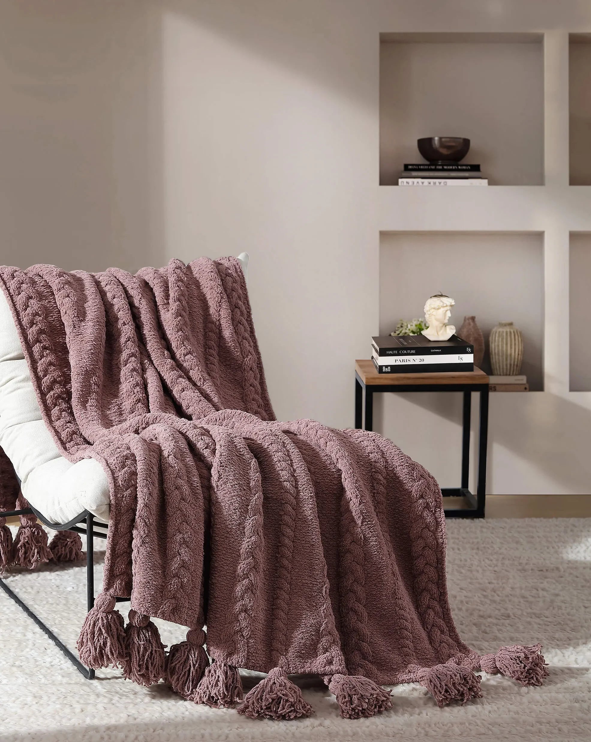 Braided Pom Pom Throw - The Mayfair Hall