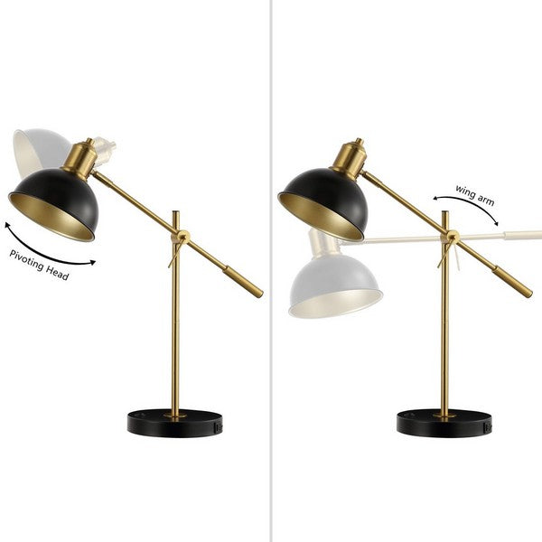 Amur Table Lamp in Brass with Black Dome Shade