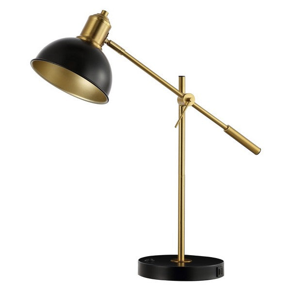 Amur Table Lamp in Brass with Black Dome Shade