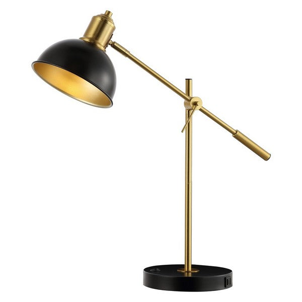 Amur Table Lamp in Brass with Black Dome Shade