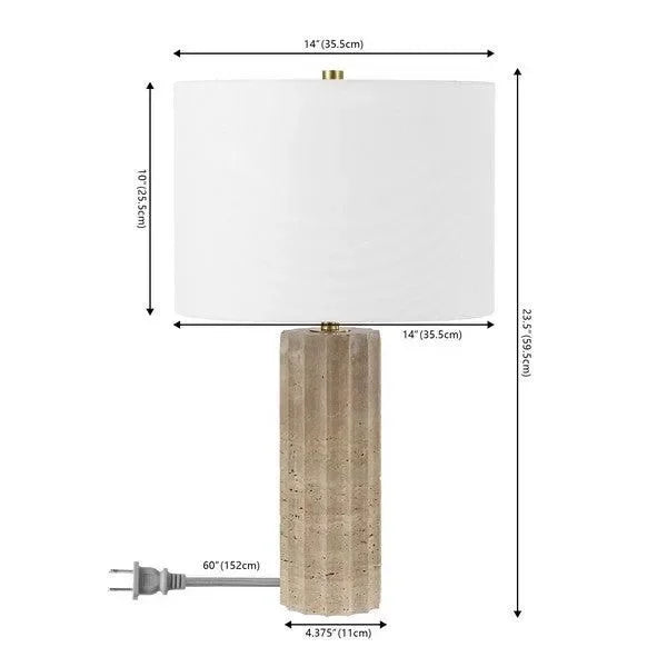 Remi Travertine Table Lamp in Beige - The Mayfair Hall