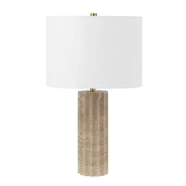 Remi Travertine Table Lamp in Beige - The Mayfair Hall