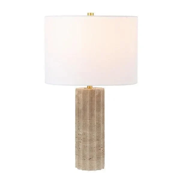 Remi Travertine Table Lamp in Beige - The Mayfair Hall