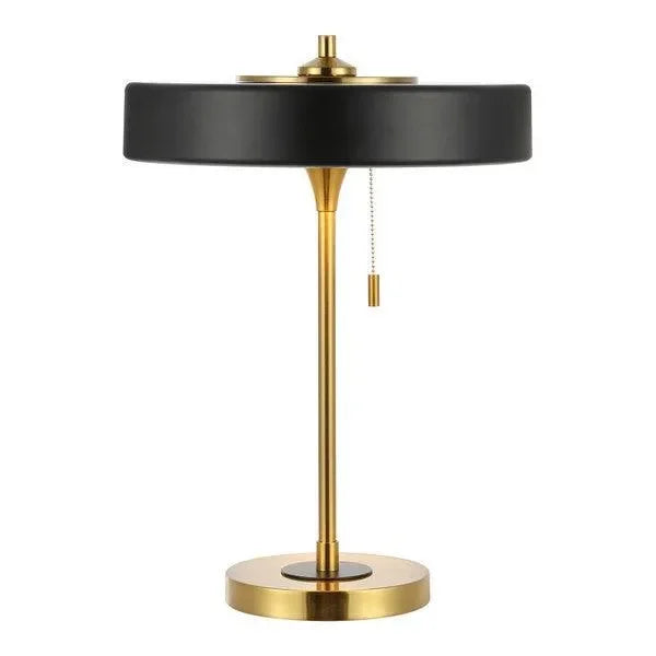 Decker Iron Table Lamp in Black and Brass with Pull Chain - The Mayfair Hall