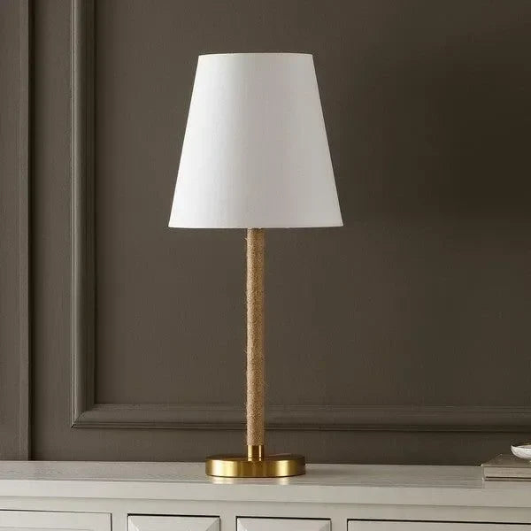 Andi Iron Table Lamp in Brass with White Cotton Shade - The Mayfair Hall