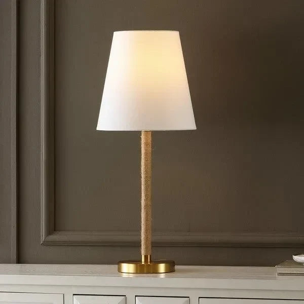 Andi Iron Table Lamp in Brass with White Cotton Shade - The Mayfair Hall