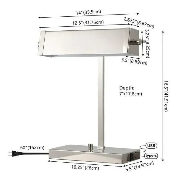 Rylan Iron Table Lamp in Polished Nickel with USB Port - The Mayfair Hall