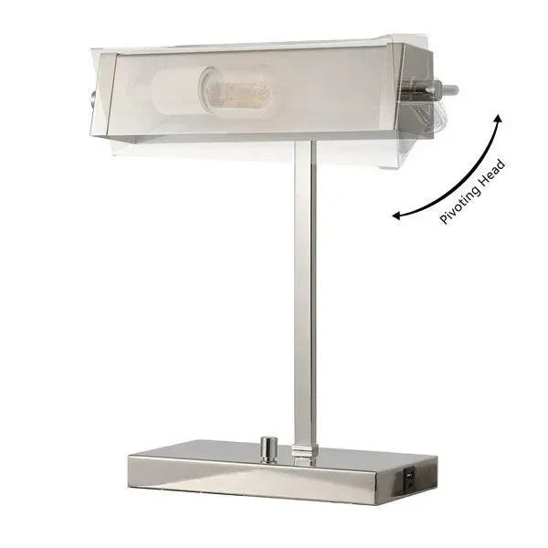 Rylan Iron Table Lamp in Polished Nickel with USB Port - The Mayfair Hall