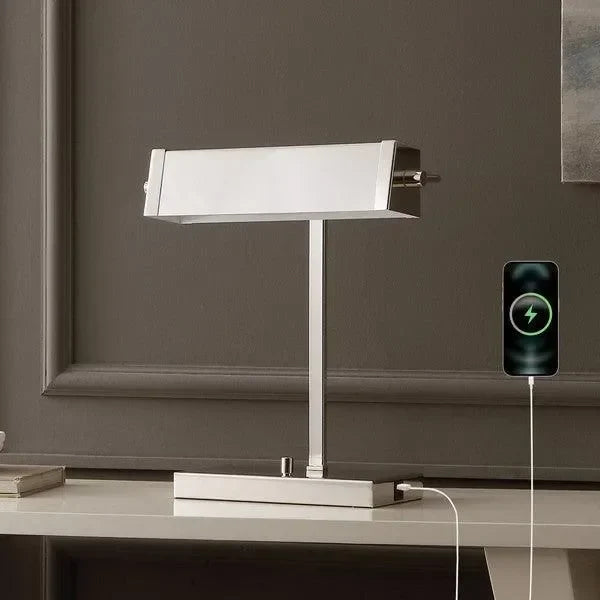 Rylan Iron Table Lamp in Polished Nickel with USB Port - The Mayfair Hall