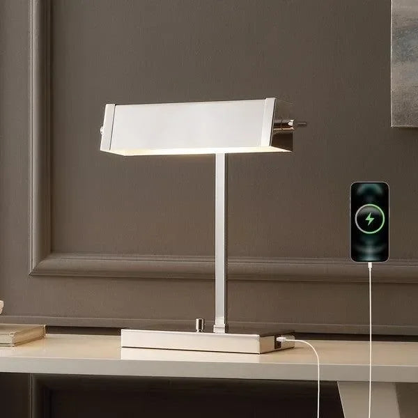 Rylan Iron Table Lamp in Polished Nickel with USB Port - The Mayfair Hall