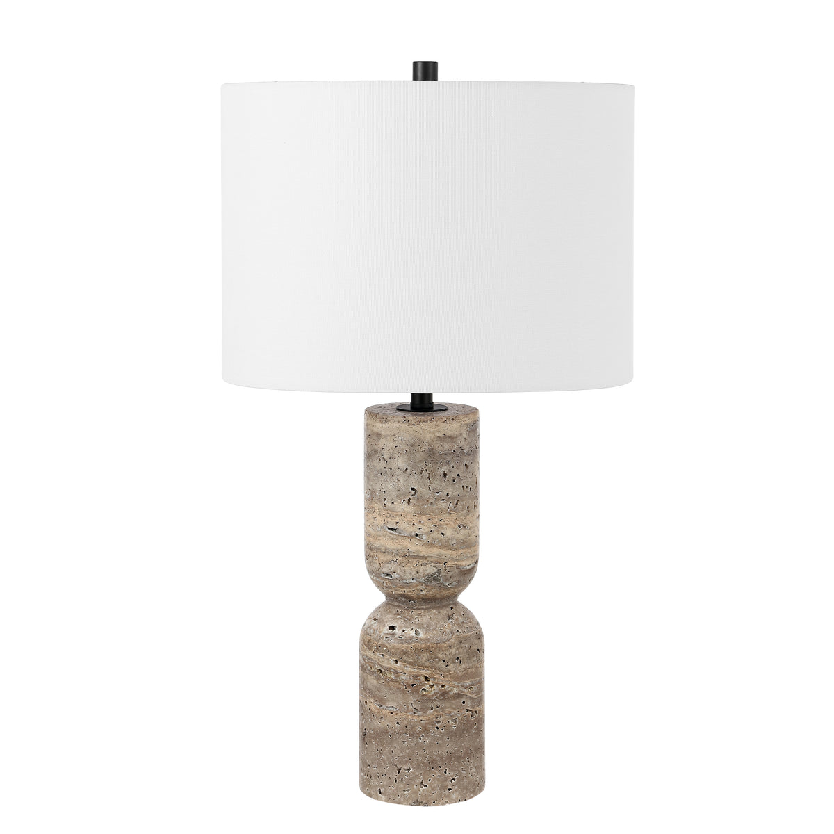 Nara Travertine Table Lamp in Gray — 25.25″
