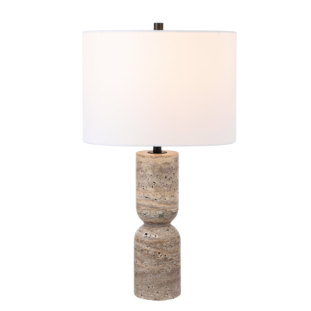 Nara Travertine Table Lamp in Gray — 25.25″