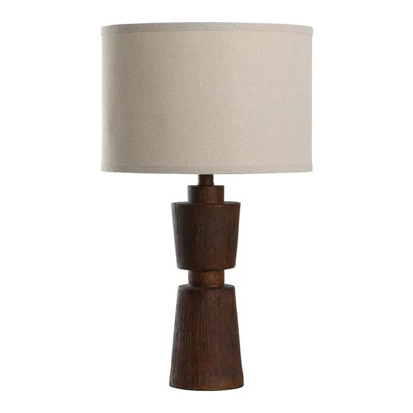 Nici Resin Table Lamp in Brown with Oatmeal Shade