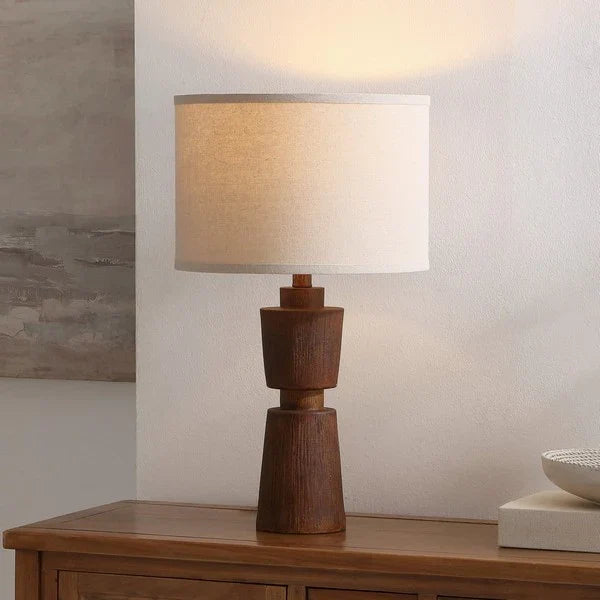 Nici Resin Table Lamp in Brown with Oatmeal Shade