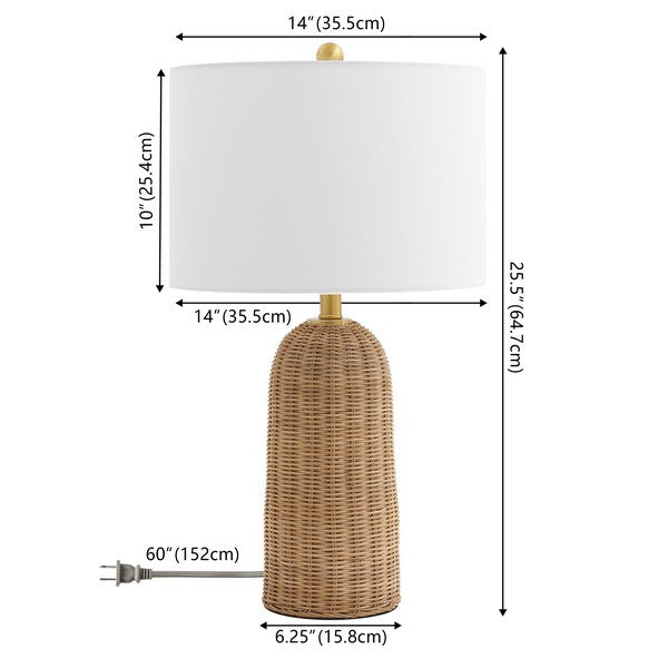 Anto Rattan Table Lamp in Natural with White Cotton Shade