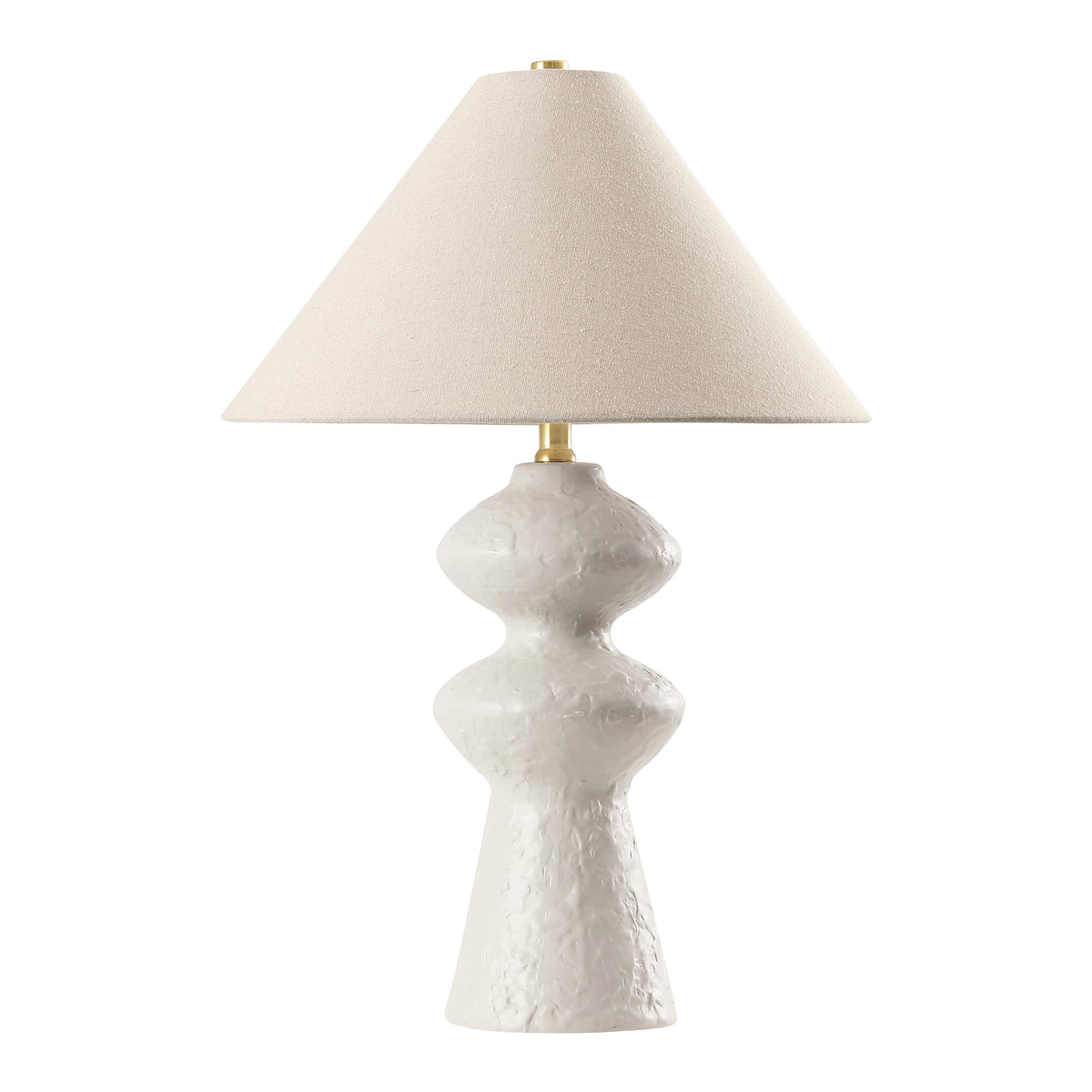 Keira Ceramic Table Lamp in White and Oatmeal — 25.25″