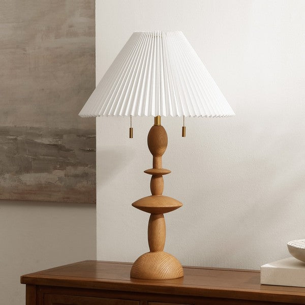 Mensy Resin Table Lamp in Natural with White Cotton Shade