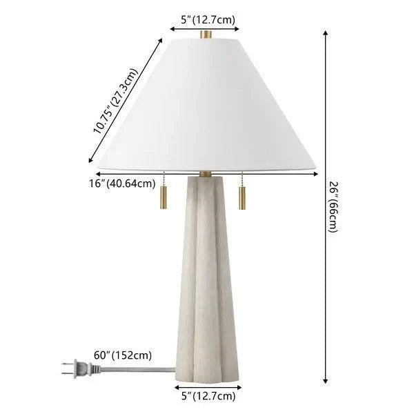Irena Resin Base Table Lamp in Washed White with Cotton Shade