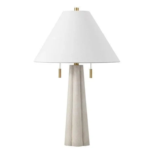 Irena Resin Base Table Lamp in Washed White with Cotton Shade