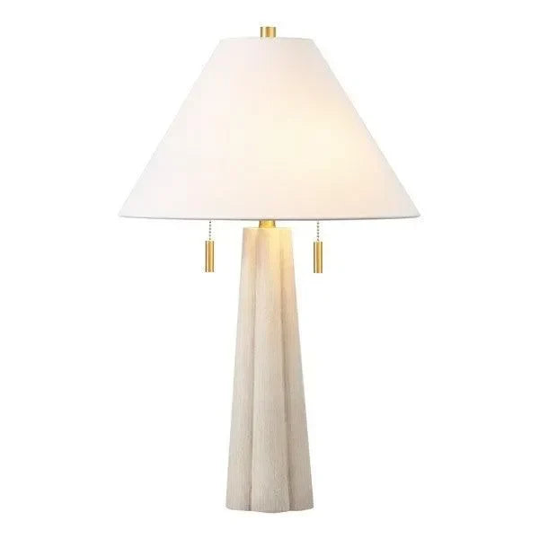 Irena Resin Base Table Lamp in Washed White with Cotton Shade