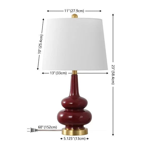 Evie Ceramic Table Lamp in Cranberry with White Shade
