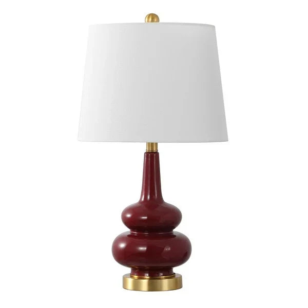 Evie Ceramic Table Lamp in Cranberry with White Shade