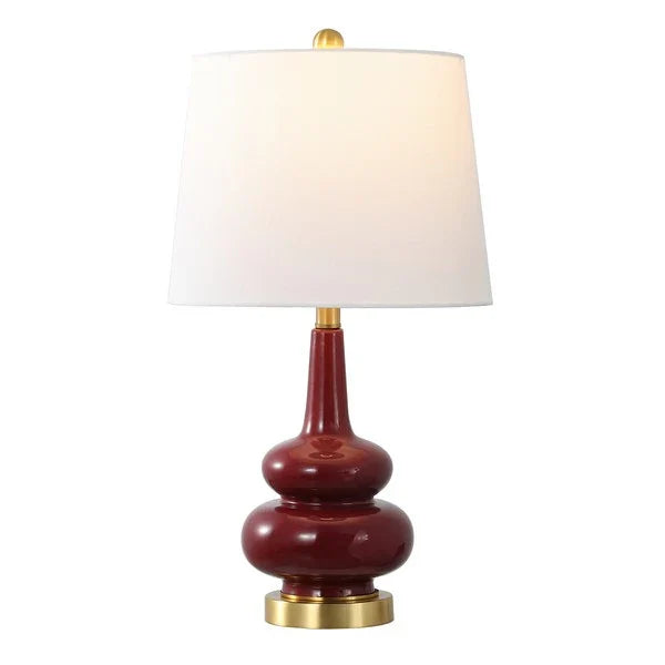Evie Ceramic Table Lamp in Cranberry with White Shade