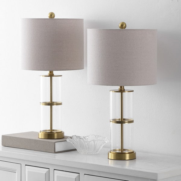 Nalla Glass Table Lamp in Clear and Brass (Set of 2)