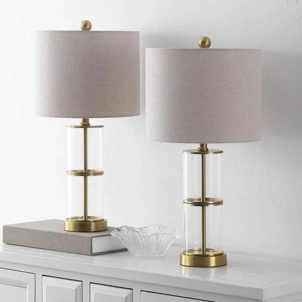 Nalla Glass Table Lamp in Clear and Brass (Set of 2)