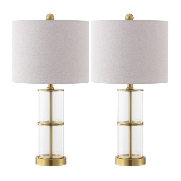 Nalla Glass Table Lamp in Clear and Brass (Set of 2)